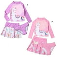 thumbnail image 2 of Bullpiano 2-6Y Girl Summer Swimsuit Long-sleeved Top +Bottom 3Piece Set Fashion Pattern for Swimming Pool Party (Pink), 2 of 8