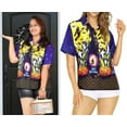 thumbnail image 4 of LA LEELA Women's Beach Halloween Costumes Blouse Shirt Spooky Hocus Pocus Print Tops Short Sleeve Button Down Holiday Party Shirts for Women S Ghost Witch Blue, 4 of 5