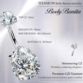 thumbnail image 2 of Real Solid G23 Titanium Belly Button Rings - 14G Internally Threaded 10mm Belly Ring Round  Star Teardrop CZ Navel Rings for Women, 2 of 12
