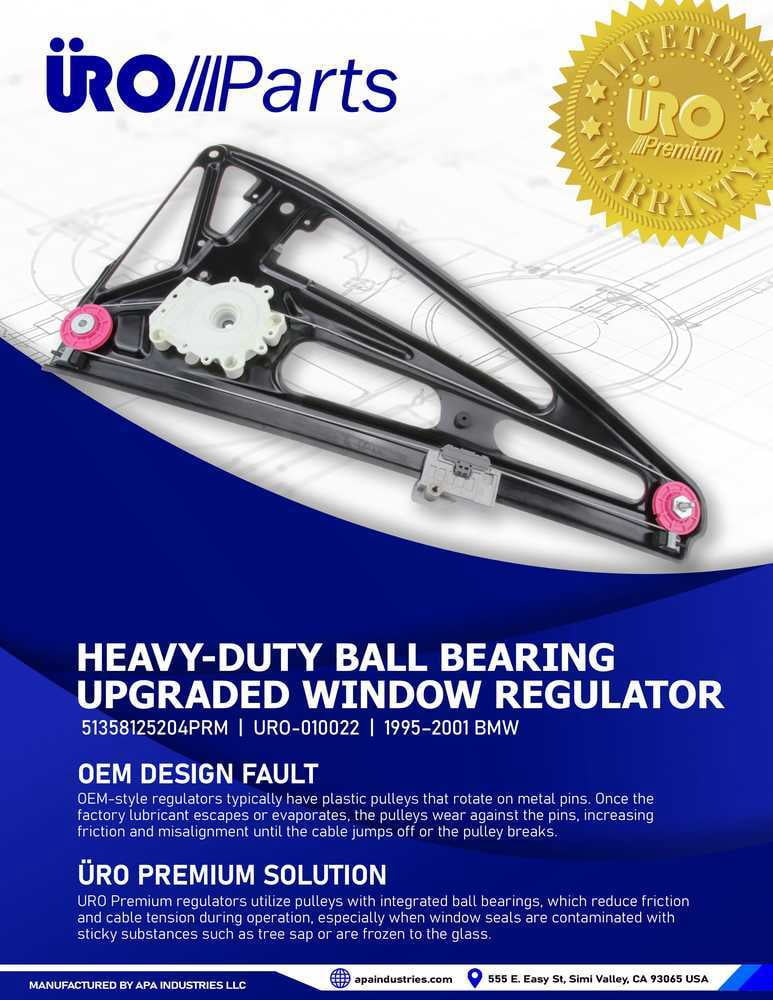 URO Parts 51358125204PRM Heavy Duty Design, Ball Bearing Pivot, Improved Pulley