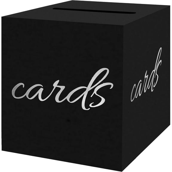 Black Card Box - Card Box with Slot for Raffle Tickets, Wedding Envelopes, Graduation, Wedding, Funeral, & Bridal Showers
