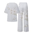 thumbnail image 5 of Ensembles de Pyjama pour Femmes Adapté Été Col Rond Manches Courtes Imprimé Floral Haut Chemise avec Pantalon Grande Taille 2 Ensemble L, 5 of 5