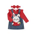 thumbnail image 1 of xiaxaixu Baby Girls Skirt Set, Long Sleeve Romper Rabbit Suspender Skirt Bow Headband Fall Outfit, 1 of 9