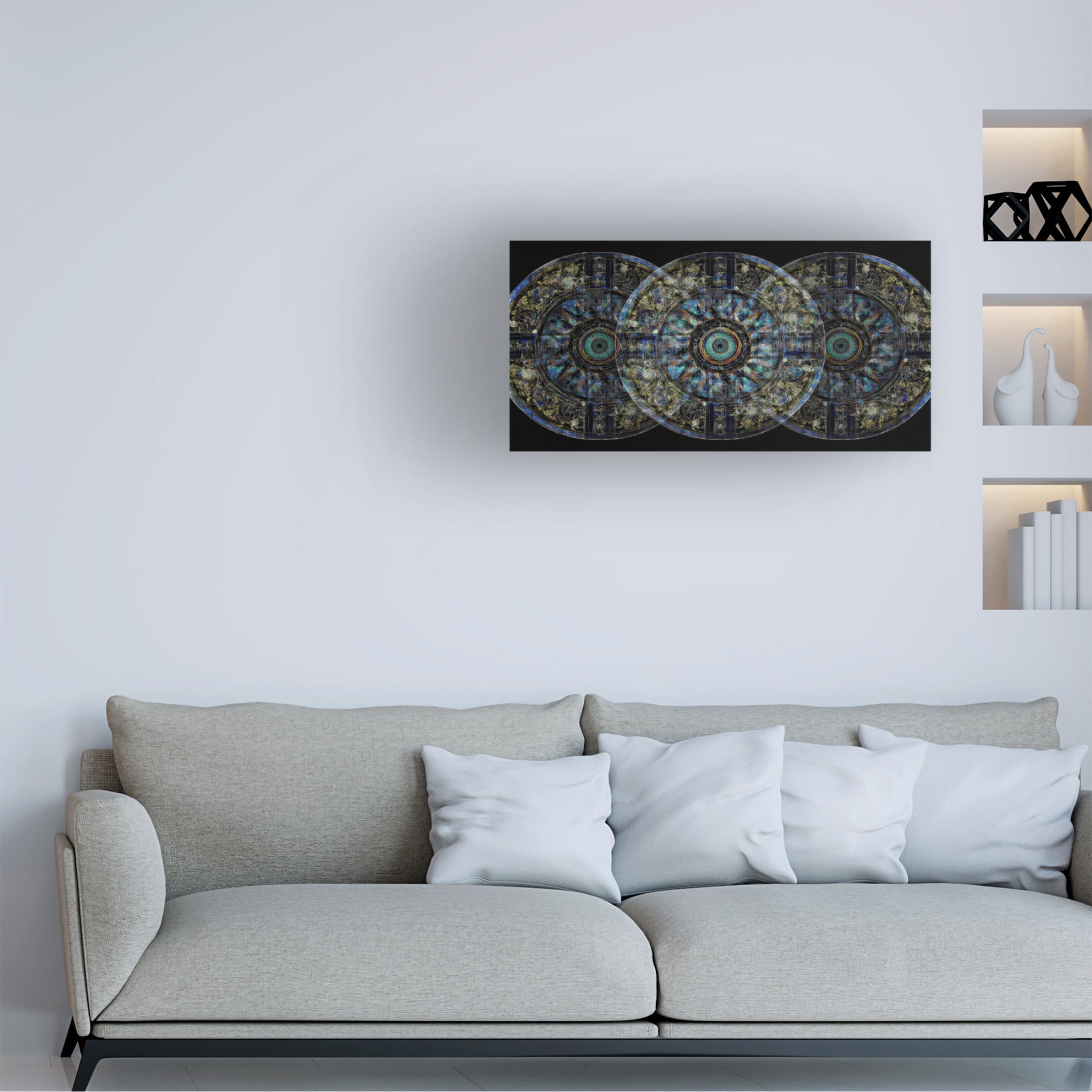 Canvas Wall Art - David Manlove 'Aztec Sun' Wall Art for Living Room, Bedroom, or Office Décor by Trademark Fine Art - 32 x 16 Inches