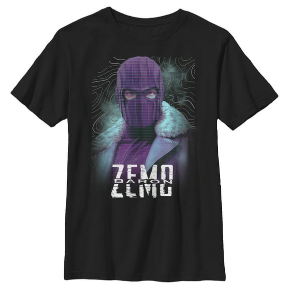 Boy's Marvel The Falcon and the Winter Soldier Baron Zemo Mask  Graphic Tee Black X Large
