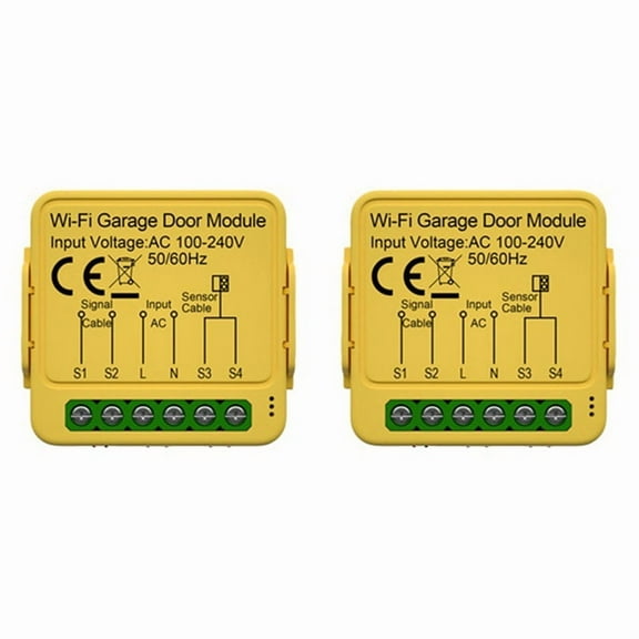 2X Tuya Garage Door Opener Controller Module Remote Control Switch Smart Life App Work with Home Assistant Wifi,2 set of Garage door switch module,Yellow