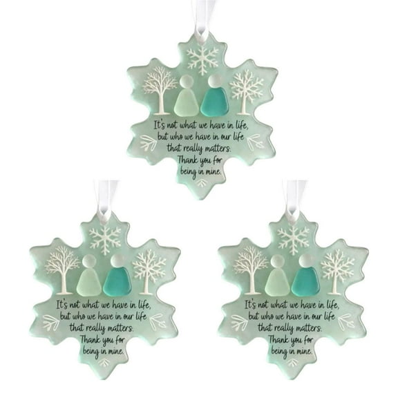 Snowflake-Shaped Sea Glass Friendship Decor, Handcrafted Sea Glass Ornament, Coastal Inspired Seaglass Home Gifts, Christmas Tree Hanging Ornaments Gifts to Friends