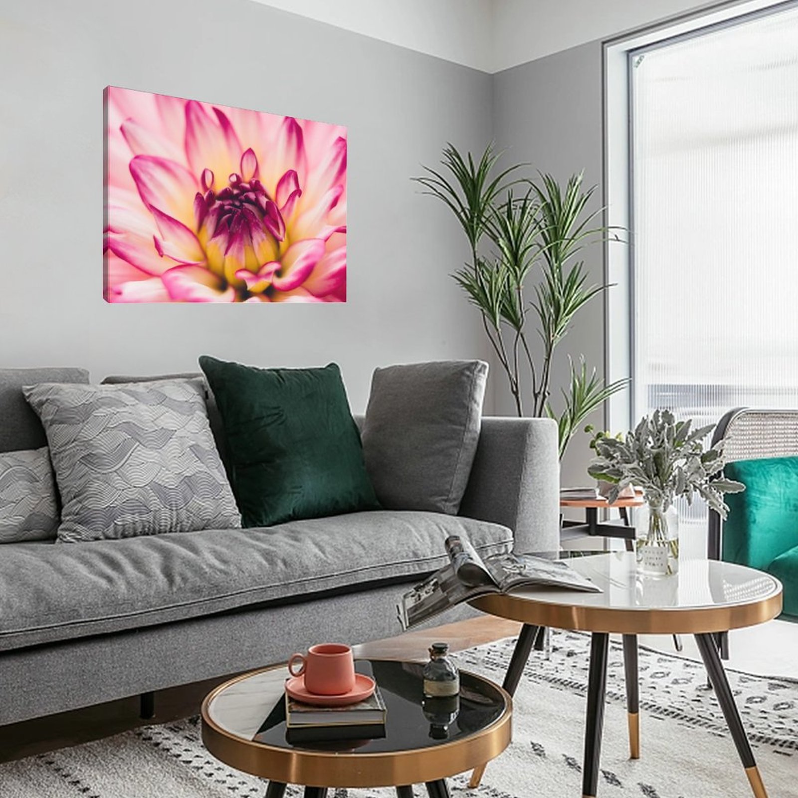 Picture of Dahlia Stamen Print Modern Art Rustic Relax/Calm Pastel for  Living Room, Bedroom, Office, 16"x12" Ready to Hang