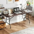 thumbnail image 4 of Costway 6 ft Portable Folding Table with Wood Grain HDPE Tabletop Safe Lock Mechanism Brown, 4 of 10