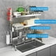 thumbnail image 3 of Escurridor de Trastes Acero Inoxidable 3 Niveles, Escurridor de Trastes sobre Fregadero, Largo Ajustable Entre 63 y 96cm, Grande Estante de Almacenamiento de Cocina Multifuncional, 3 of 7