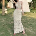 thumbnail image 2 of DHFJKG Crochet Long Skirts For Women Hallow Out Bohemian Style Maxi Skirts Beach Vacation Bodycon High Waisted Trendy Skirt, 2 of 4