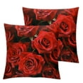 thumbnail image 2 of JRXY Red Roses Flower Pillow Covers Set of 2 Roses Floral Home Decoration Farmhouse Pillow Peach Cushion Case for Sofa Bedroom 22x22in, 2 of 6
