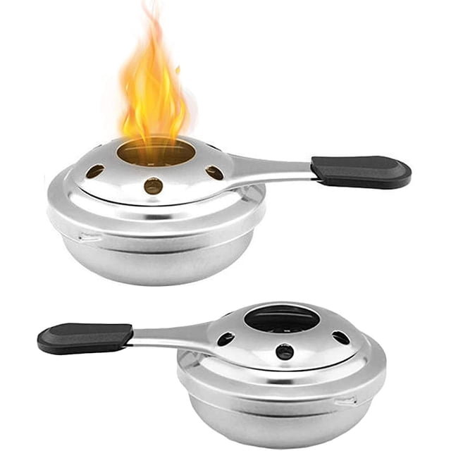 Estufa de alcohol de 2 piezas, acero inoxidable portátil, quemador de alcohol de fondue desmontable no tóxico JAMW Sencillez