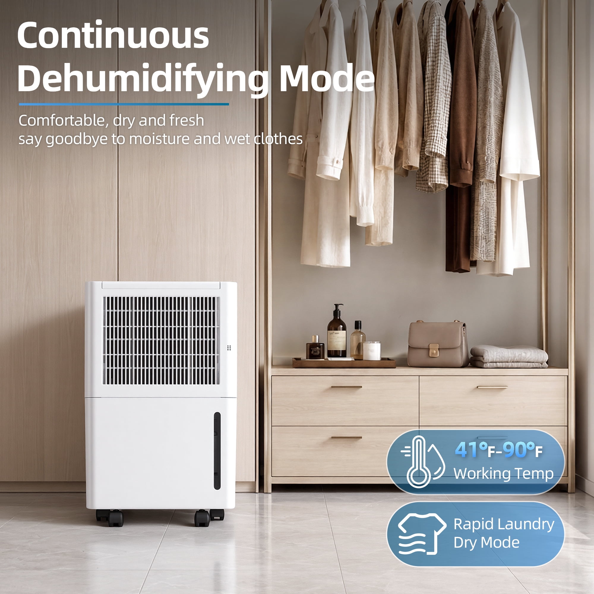 30 pt. 2000 sq.ft. Dehumidifier for Home with Bucket, Drain Hose in White, Auto-defrost