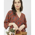 thumbnail image 5 of Moomaya V Neck Printed Rayon 3/4 Sleeve Wrap Dress - Women's Wrap Dress, 5 of 9