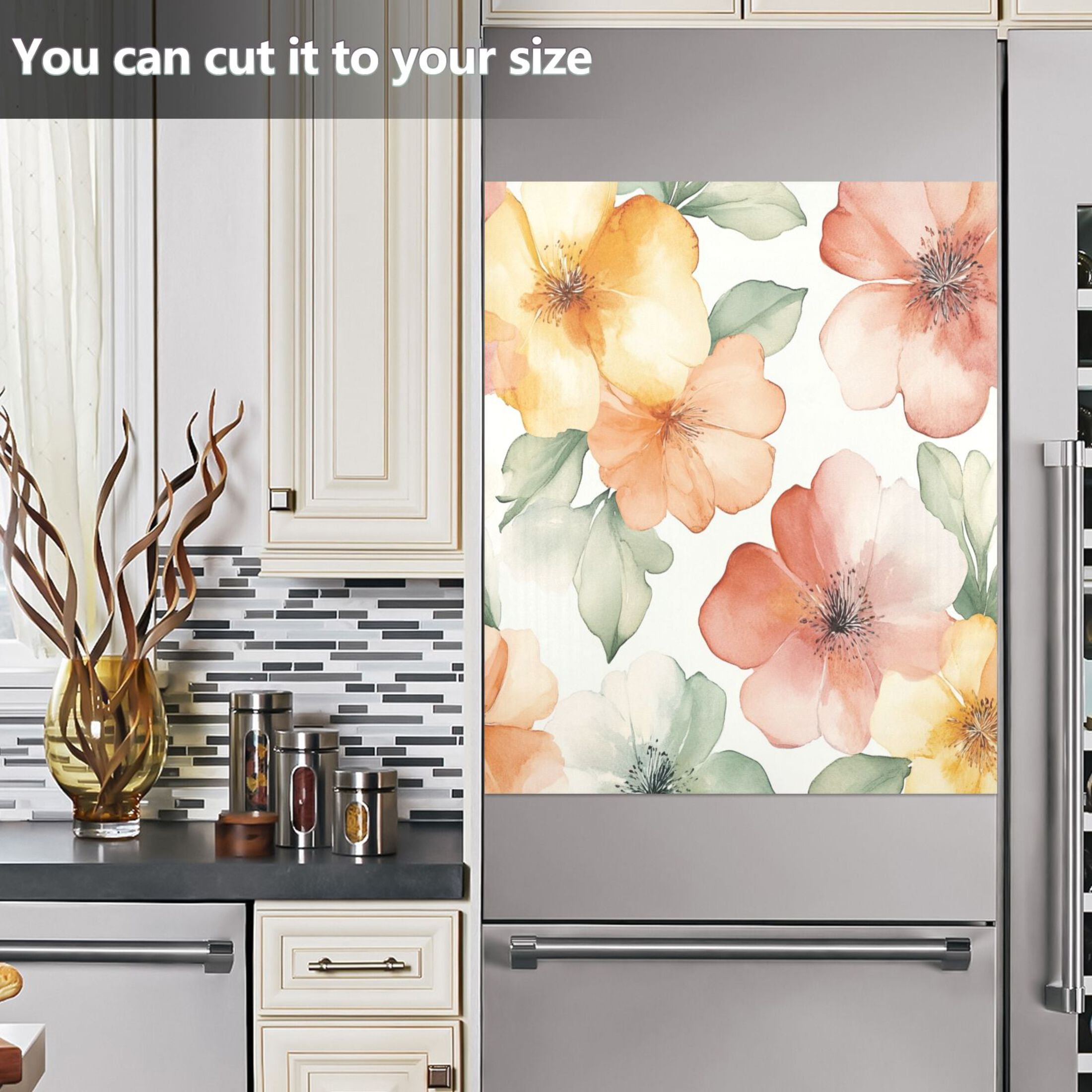 Dishwasher Magnetic Sticker 23x26 Inch Refrigerator Magnetic Sticker Washing Machine Magnetic Sticker Kitchen Panel Magnetic Sticker Home Decor Colorful Yellow Flower