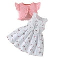 thumbnail image 1 of Sunnyoo Infant Girls Outfits Summer Bow Floral Sundress with Ruffle Shirt Coat, Sizes 9-12M, 1 of 8