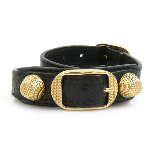 Pre-Owned Balenciaga Bracelet in Black and Gold Leather for Men Women, 236345 h31349a (Good)
