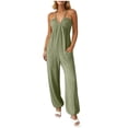 thumbnail image 2 of ClodeEU Women's Spaghetti Strap Jumpsuit, Loose Wide Leg Romper with Pockets for Summer and Vacation Army Green,Women's Plus L, 2 of 6