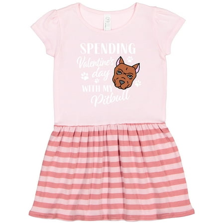

Inktastic Spending Valentine s Day with My Pitbull Gift Toddler Girl Dress