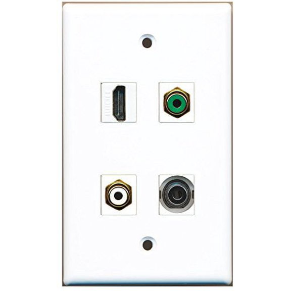 RiteAV - 1 Port HDMI 1 Port RCA White 1 Port RCA Green 1 Port 3.5mm Wall Plate