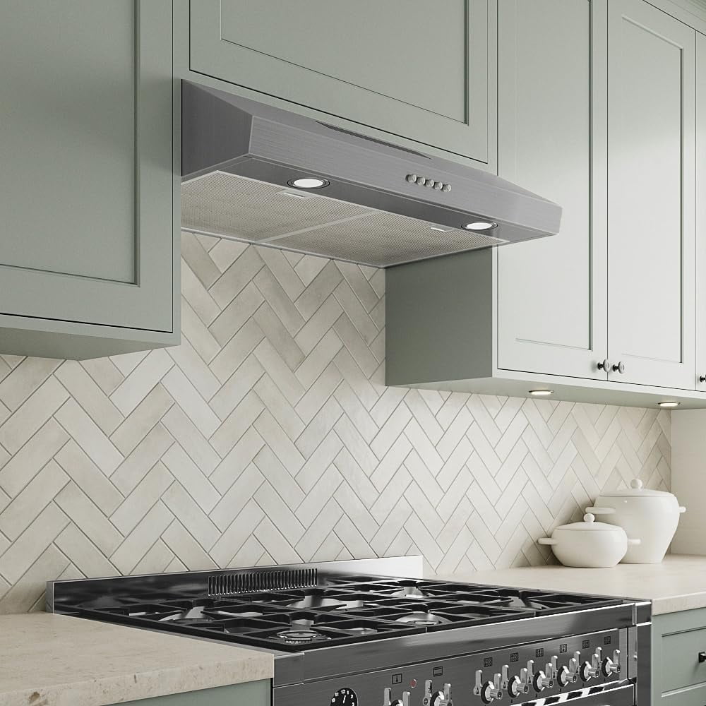 Streamline 30 in. Ardea Convertible Undermount 165 CFM Range Hood in Brushed Stainless Steel with Mesh Filters, Push Button Control, LED Lights