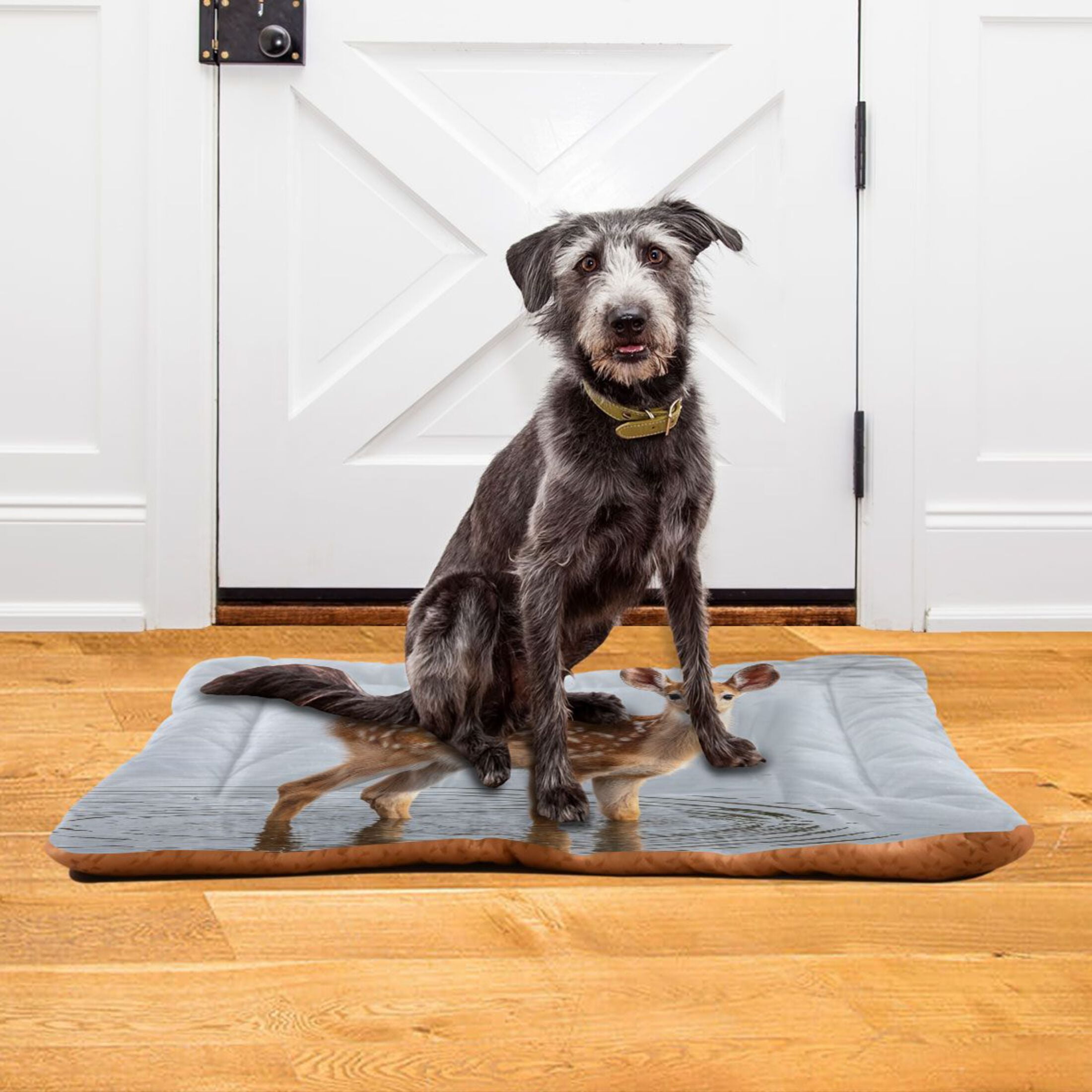 Cozy Mat Pet Bed Indoor Outdoor Warm Soft For Cat Dog Puppy(S/M) Deer Stands in The Lake