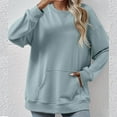 thumbnail image 6 of Xcmzpl Womens Sweatshirts Basic Solid Color Round Neck Sweatshirt Lightweight Sweater Tops Cotton Long Sleeve Blouses Fall Fashion, 6 of 6
