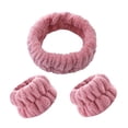 thumbnail image 4 of El juego de lavado de cara con diadema de spa reutilizable incluye 1 diadema de microfibra, 2 muñequeras para mujeres y niñas, evita que el líquido se Rosa oscuro Salvador diadema de lavado de cara, 4 of 7