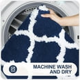 thumbnail image 6 of Buganda Microfiber Bathroom Rugs and Mats, Extra Soft and Absorbent Shaggy Bath Mats, Non-Slip Moroccan Trellis Bath Carpets, 24" x 36", Navy Blue, 6 of 7