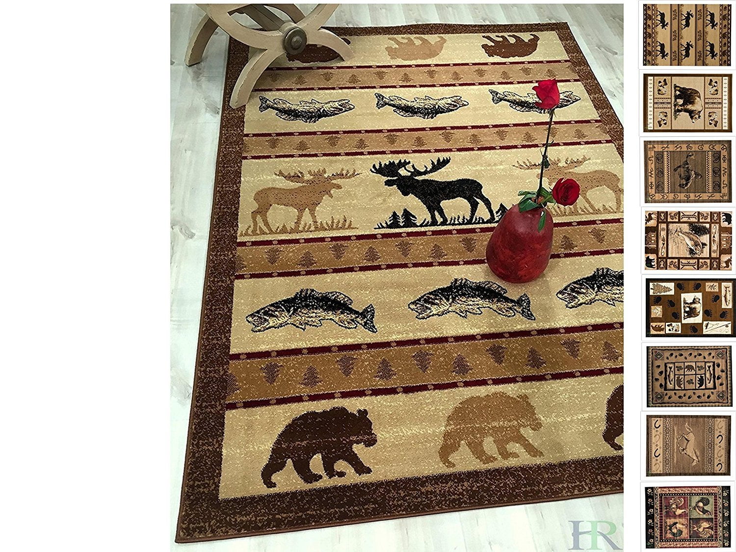 Handcraft Rugs Cabin Rug Lodge, Cabin Nature and Animals Area Rug