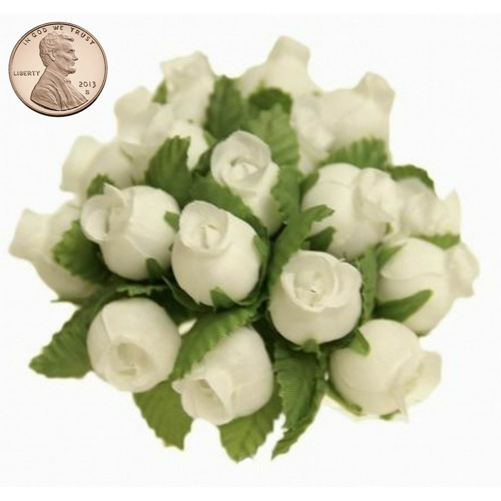 144 Miniature Poly Rose Silk Favor Flower Pick Wedding Shower Ivory