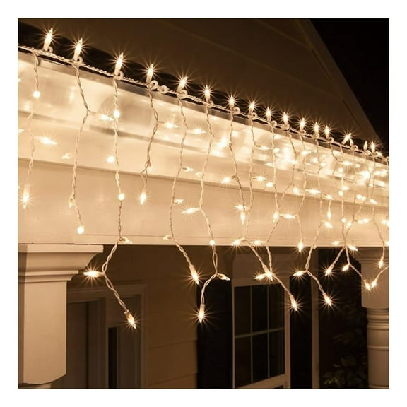 8.5 ft 150 Clear Icicle Lights - White Wire, Indoor/Outdoor Christmas Icicle Lights
