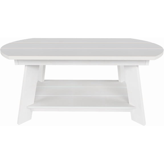 Tuscany Outdoor Coffee Table, All Weather HIPS 2 Tier Patio Adirondack Coffee Table, White