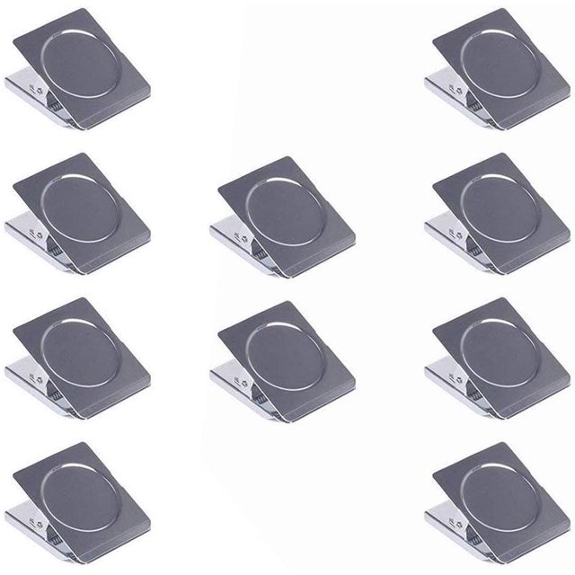 AmPm 10 Pcs Metal Magnetic Clips, Refrigerator Square Magnetic Metal Clamp for Home Office School