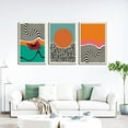 thumbnail image 2 of 3Pcs Boho Mid Century Modern Canvas Wall Art Abstract Color Block Geometric Posters Prints Colorful Simple Line Wall Decor Pictures for Living Room Bedroom Home Decoration Und, 2 of 7