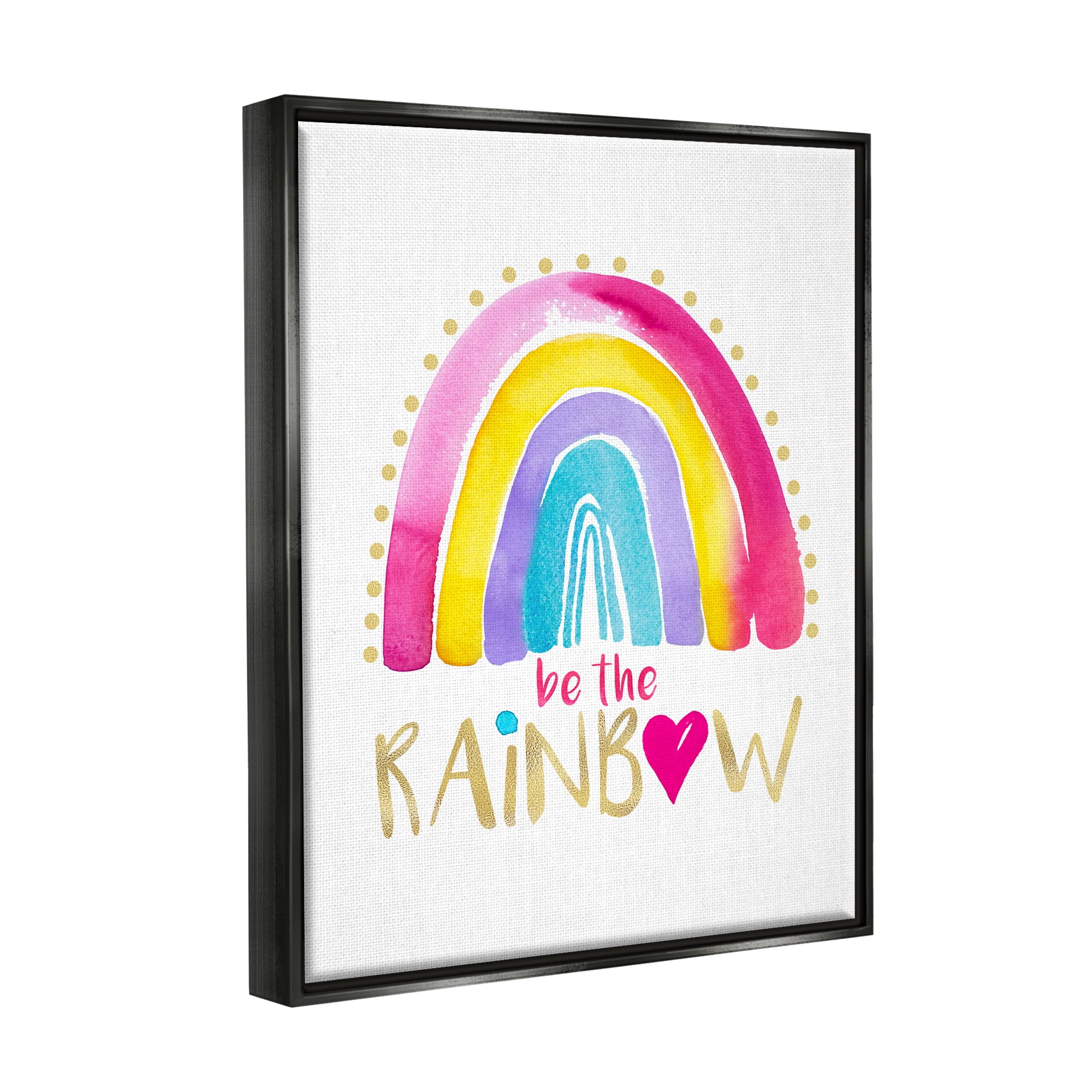 Stupell Industries Be The Rainbow Pattern Inspirational Painting Black Floater Framed Art Print Wall Art, 25 x 31