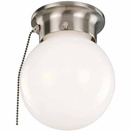 Design House 519272 1-Light Ceiling Mount Globe Light with Pull Chain, Satin Nickel Finish