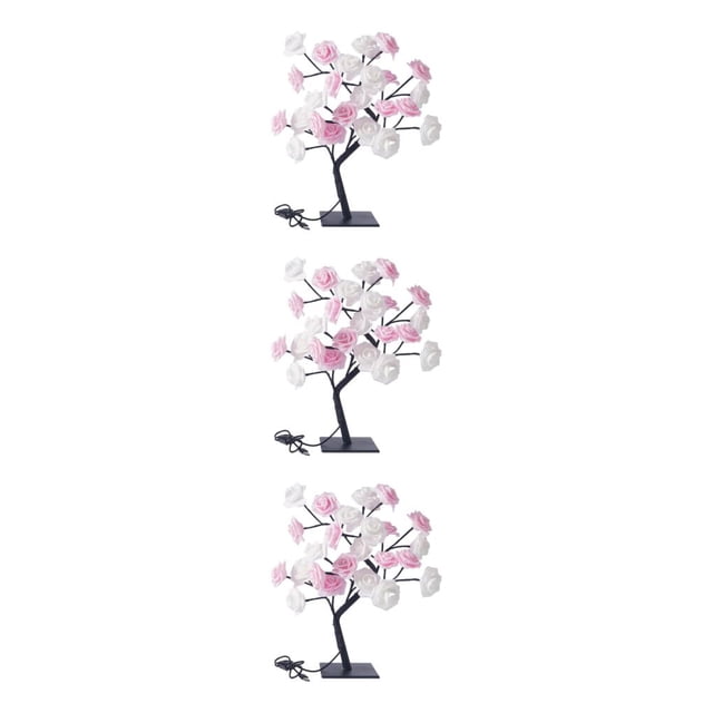 tssuouriy Lighted Colorful Rose Lamp With Remote Control Gift Idea Energy Saving white pink blackrod 3Set