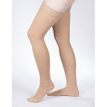 Allegro 30-40mmHg Surgical Compression 306 Closed Toe Thigh High Dot Band - Beige - Large