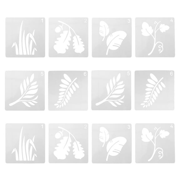 12 Pcs Leaf Painting Template Alphabet Stencils Large Child Beige