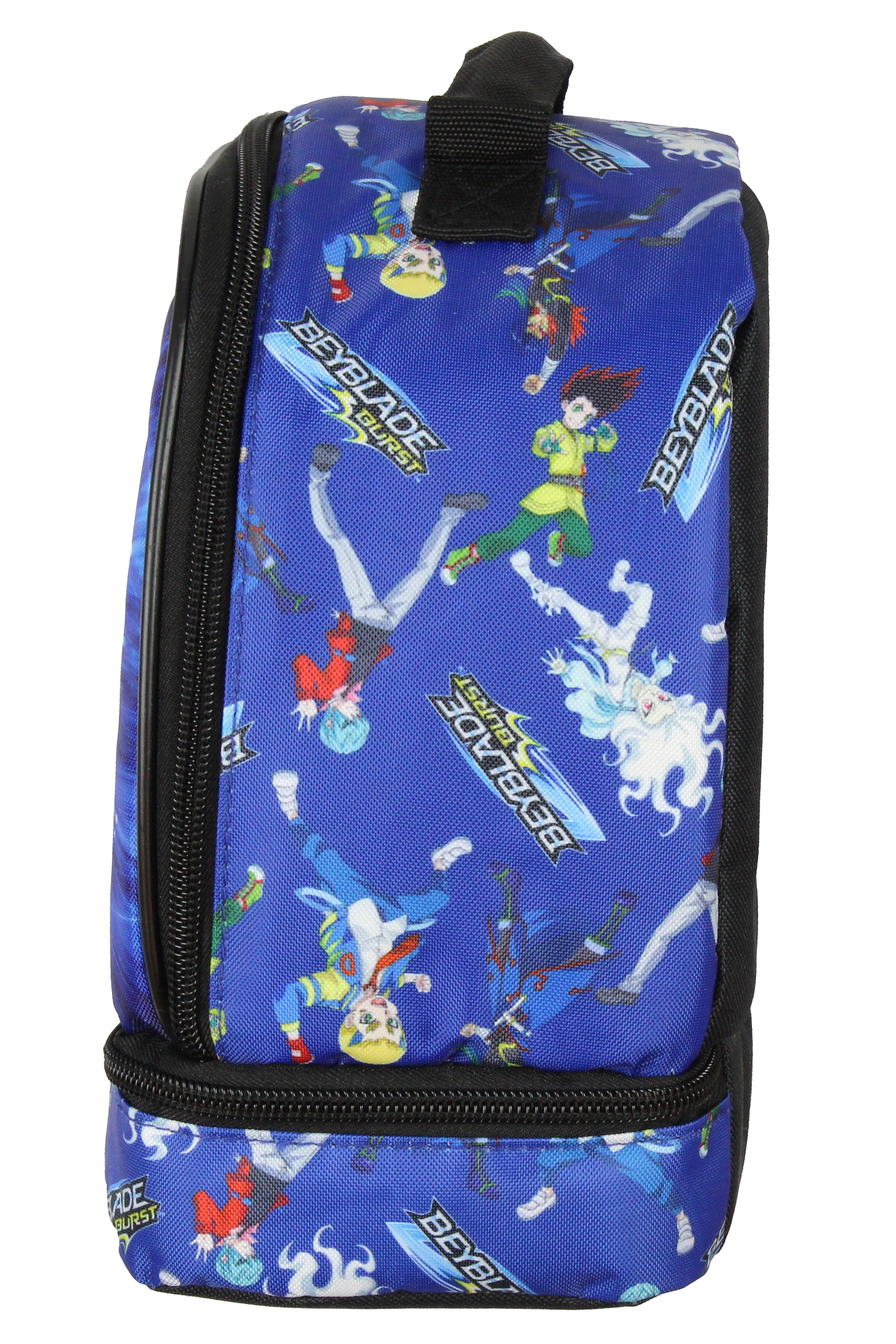 Beyblade Burst Spinner Top Anime Characters Dual Compartment Insulated Lunch Box Bag Tote 10"