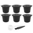 thumbnail image 1 of 6 PCS Reusable Coffee Capsules Cup Recyclable Coffee Capsule Refilling Filter Set with Spoon Brush Black, 1 of 5