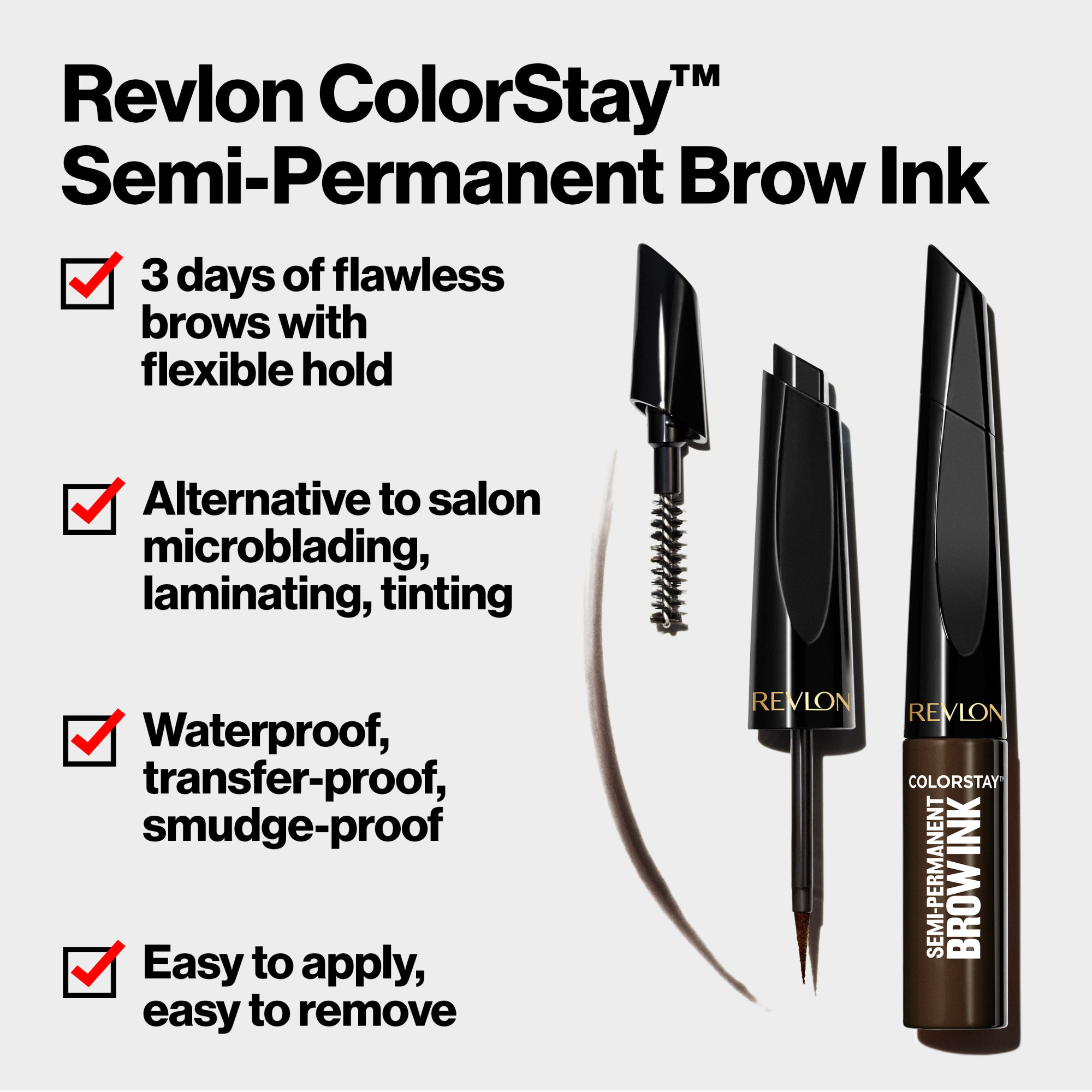 Revlon ColorStay Semi-Permanent Brow Ink Waterproof Eyebrow Enhancer Gel, 351 Warm Brown Ink, 0.09 fl oz. - image 4 of 10