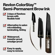 Revlon ColorStay Semi-Permanent Brow Ink Waterproof Eyebrow Enhancer Gel, 355 Dark Brown Ink, 0.09 fl oz
