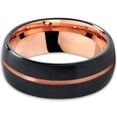 thumbnail image 2 of P. Manoukian Tungsten Wedding Band Ring 8mm for Men Women Black & 18K Rose Gold Plated Center Line Dome Brushed Polished Lifetime Guarantee Size 12.5, 2 of 4