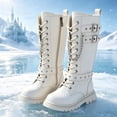 thumbnail image 5 of Yotami Girl Mid Calf Boots, Little Girls Fashion Riding Boots with Metal Studs and Chains Lace-Up Side Zipper, 5 of 5