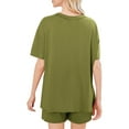 thumbnail image 5 of Abomasnow Lounge Sets for Women Casual Short Sleeve Crew Neck T-Shirts and Elastic Waist Shorts 2 Piece Soild Color Pajama Outfits, 5 of 8