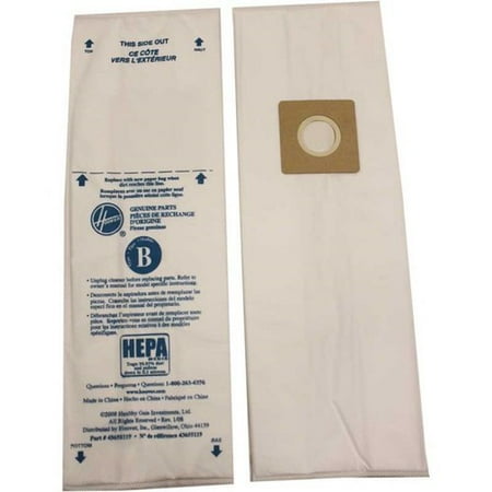 Light Part Type - Hoover Lightweight Upright Type B Disposable Hepa Bags 1 Single Bag Only Part - 43655119, 4010102B