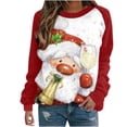 thumbnail image 2 of Puntoco Camiseta de manga casual con cuello redondo y estampado navideño para mujer Puntoco Puntoco-2177, 2 of 5